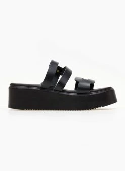 Flatforms δερμάτινα με ανοίγματα Estil - Μαύρο -The Fashion Project κατάστημα platformes dermatines estil me anoigmata 104938 ox5c