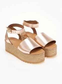 Flatforms δερμάτινες με φαρδιά φάσα Estil - Χαλκός -The Fashion Project κατάστημα platformes dermatines estil me fardia fasa 104959 k0dc