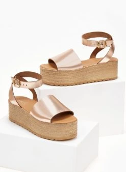 Flatforms δερμάτινες με φαρδιά φάσα Estil - Χαλκός -The Fashion Project κατάστημα platformes dermatines estil me fardia fasa 104959 k3pe