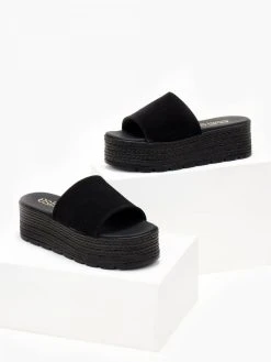 Flatforms καστόρινα με φάσα Estil - Μαύρο -The Fashion Project κατάστημα platformes estil kastorines me fardia fasa 105360 3rj0