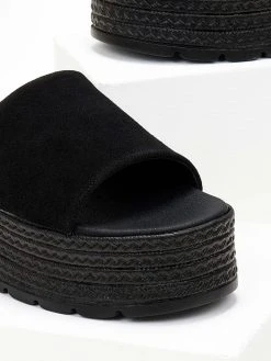 Flatforms καστόρινα με φάσα Estil - Μαύρο -The Fashion Project κατάστημα platformes estil kastorines me fardia fasa 105360 cyev