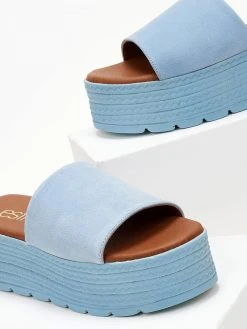 Flatforms καστόρινα με φάσα Estil - Γαλάζιο -The Fashion Project κατάστημα platformes estil kastorines me fardia fasa 105368 9y1k