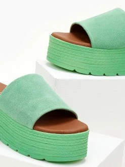 Flatforms καστόρινα με φάσα Estil - Πράσινο -The Fashion Project κατάστημα platformes estil kastorines me fardia fasa 105370 80ir
