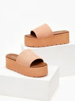 Flatforms καστόρινα με φάσα Estil - Κοραλί -The Fashion Project κατάστημα platformes estil kastorines me fardia fasa 105373 j41o