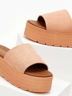 Flatforms καστόρινα με φάσα Estil - Κοραλί -The Fashion Project κατάστημα platformes estil kastorines me fardia fasa 105373 lkti