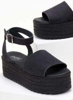 Flatforms Nubuck με μπαρέτα Estil - Μαύρο -The Fashion Project κατάστημα platformes nubuck estil me fardia fasa 104954 p95f