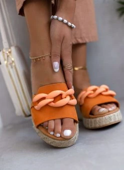 The Fashion Project Flatforms Nubuck με αλυσίδα - Πορτοκαλί 13 The Fashion Project Flatforms Nubuck με αλυσίδα - Πορτοκαλί -The Fashion Project κατάστημα platformes nubuck estil me kokalini alusida 104275 30ia