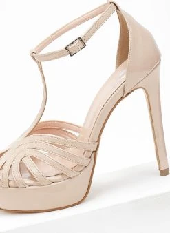 Πέδιλα με φιάπα λουστρίνι Tfp - Μπεζ -The Fashion Project κατάστημα retro tfp pedila loustrini me fiapa 108760 mkpf