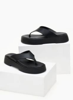 Flatforms δερμάτινα Estil - Μαύρο -The Fashion Project κατάστημα sandalia dermatina estil 105250 gsnp