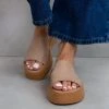 Flatforms δερμάτινα με φαρδιά φάσα Iris Sandals - Μπεζ