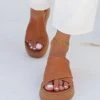 Flatforms δερμάτινα Crossover Iris Sandals - Ταμπά