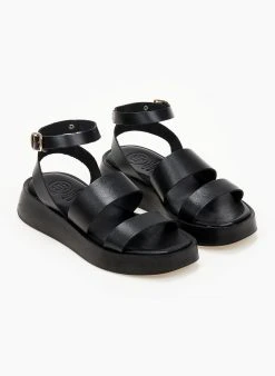 Σανδάλια δερμάτινα με δύο φάσες Tfp - Μαύρο -The Fashion Project κατάστημα sandalia dermatina tfp me fases 102863 3mjc