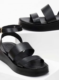 Σανδάλια δερμάτινα με δύο φάσες Tfp - Μαύρο -The Fashion Project κατάστημα sandalia dermatina tfp me fases 102863 80lz