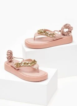 The Fashion Project Flatform με αλυσίδα - Ροζ 9 The Fashion Project Flatform με αλυσίδα - Ροζ -The Fashion Project κατάστημα sandalia me alusida kai kordonia 103888 x8uo