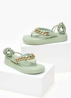 The Fashion Project Flatform με αλυσίδα - Βεραμάν -The Fashion Project κατάστημα sandalia me alusida kai kordonia 103889 2pwm