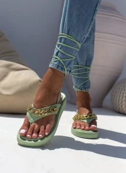 The Fashion Project Flatform με αλυσίδα - Βεραμάν -The Fashion Project κατάστημα sandalia me alusida kai kordonia 103889 9v4u