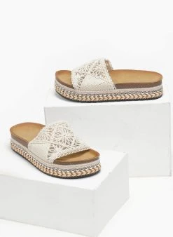 The Fashion Project Σανδάλια με Crochet φάσα και πέρλες - Μπεζ -The Fashion Project κατάστημα sandalia me crochet fasa kai perles 111721 14ov