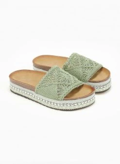 The Fashion Project Σανδάλια με Crochet φάσα και πέρλες - Πράσινο -The Fashion Project κατάστημα sandalia me crochet fasa kai perles 111722 nz8x