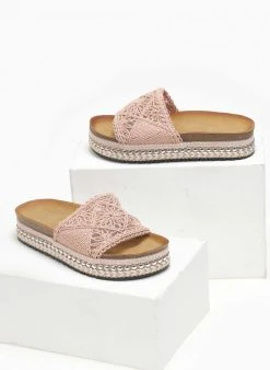 The Fashion Project Σανδάλια με Crochet φάσα και πέρλες - Σομόν -The Fashion Project κατάστημα sandalia me crochet fasa kai perles 111723 dydj