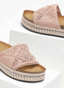 The Fashion Project Σανδάλια με Crochet φάσα και πέρλες - Σομόν -The Fashion Project κατάστημα sandalia me crochet fasa kai perles 111723 j8i7