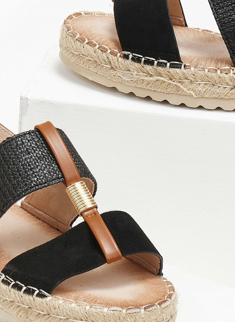 The Fashion Project Σανδάλια Suede με σχοίνινη σόλα - Μαύρο 3 The Fashion Project Σανδάλια Suede με σχοίνινη σόλα - Μαύρο - Image 3