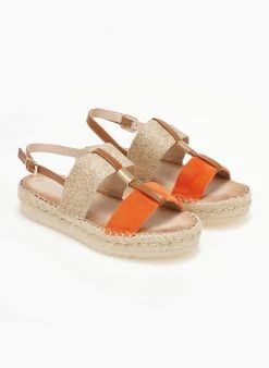 The Fashion Project Σανδάλια Suede με σχοίνινη σόλα - Πορτοκαλί -The Fashion Project κατάστημα sandalia suede me sxoinini sola 110579 s3w3