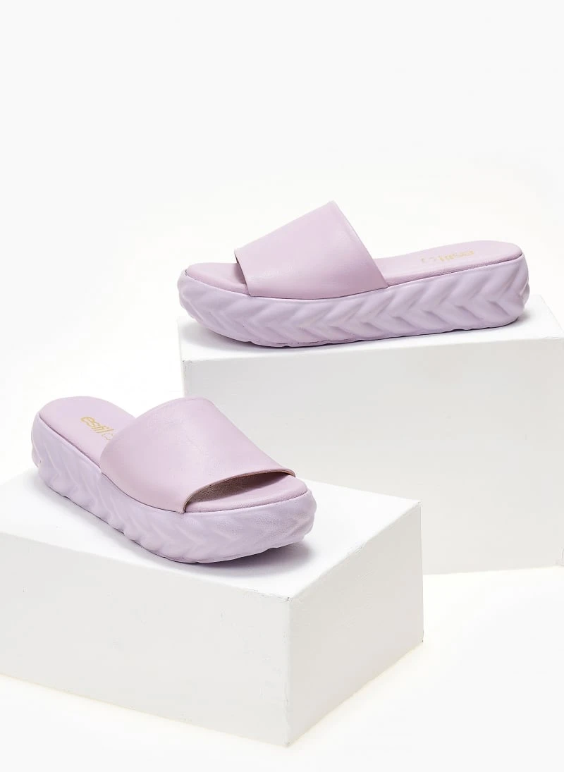 Flatforms δερμάτινα με σχέδιο στη σόλα Estil - Λιλά 5 Flatforms δερμάτινα με σχέδιο στη σόλα Estil - Λιλά - Image 5
