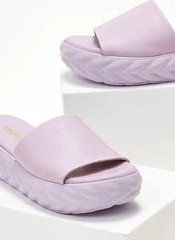 Flatforms δερμάτινα με σχέδιο στη σόλα Estil - Λιλά 8 Flatforms δερμάτινα με σχέδιο στη σόλα Estil - Λιλά -The Fashion Project κατάστημα slides estil dermatina me sporty sola 104486 lkfk