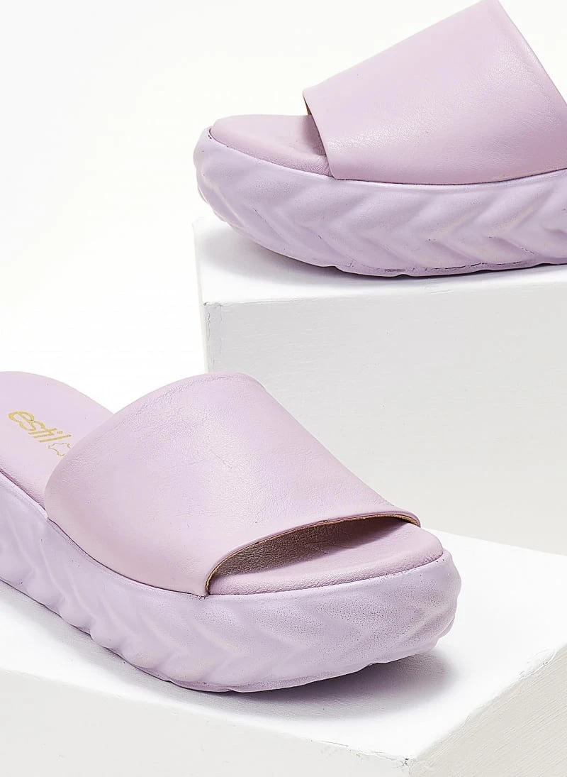 Flatforms δερμάτινα με σχέδιο στη σόλα Estil - Λιλά 3 Flatforms δερμάτινα με σχέδιο στη σόλα Estil - Λιλά - Image 3