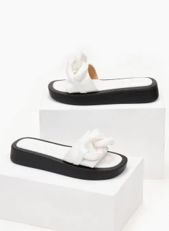 The Fashion Project Flatform με κοκάλινους κρίκους - Λευκό -The Fashion Project κατάστημα slides me kokalinous krikous 102757 c8es
