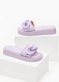 The Fashion Project Flatform με κοκάλινους κρίκους - Λιλά -The Fashion Project κατάστημα slides me kokalinous krikous 102761 b6ef