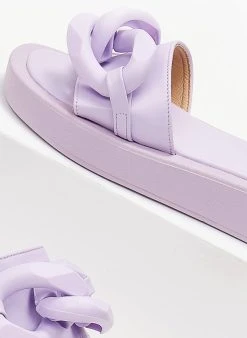 The Fashion Project Flatform με κοκάλινους κρίκους - Λιλά -The Fashion Project κατάστημα slides me kokalinous krikous 102761 mzo1