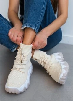 The Fashion Project Sneakers μποτάκια Slip On - Μπεζ -The Fashion Project κατάστημα slip on sneaker mpotakia me chunky sola 87045 2kck