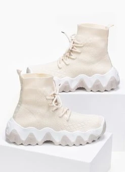 The Fashion Project Sneakers μποτάκια Slip On - Μπεζ -The Fashion Project κατάστημα slip on sneaker mpotakia me chunky sola 87045 bs7d