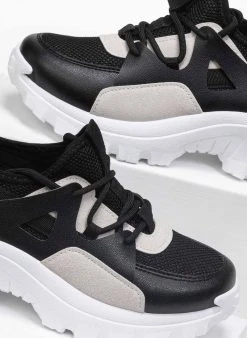 The Fashion Project Sneakers σε συνδυασμούς υλικών - Μαύρο -The Fashion Project κατάστημα slip on sneakers se sunduasmous ulikwn 88697 i4u7