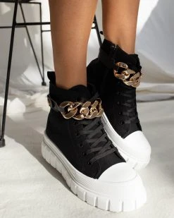 The Fashion Project Sneakers μποτάκια με αλυσίδα - Μαύρο -The Fashion Project κατάστημα sneaker mpotakia me alusida 99951 93l9