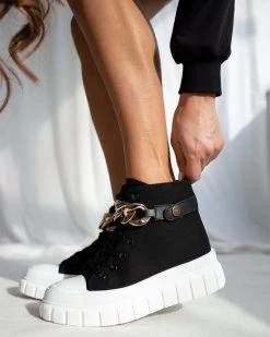 The Fashion Project Sneakers μποτάκια με αλυσίδα - Μαύρο -The Fashion Project κατάστημα sneaker mpotakia me alusida 99951 keck