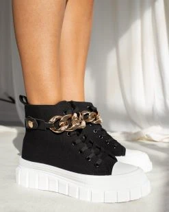 The Fashion Project Sneakers μποτάκια με αλυσίδα - Μαύρο