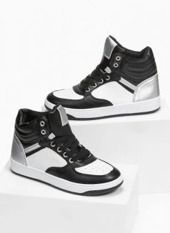 The Fashion Project Sneakers μποτάκια με καπιτονέ σχέδιο - Μαύρο/Ασημί