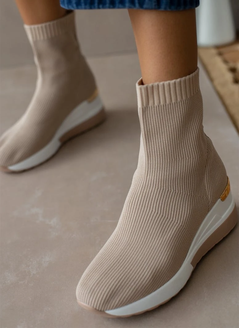 The Fashion Project Sneaker μποτάκια με πλεκτό σχέδιο - Μπεζ 9 The Fashion Project Sneaker μποτάκια με πλεκτό σχέδιο - Μπεζ - Image 9