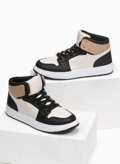 The Fashion Project Sneakers μποτάκια με Suede λεπτομέρειες - Μαύρο/Μπεζ