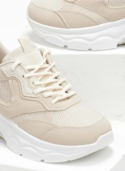 The Fashion Project Sneakers Chunky με διάτρητο ύφασμα - Μπεζ -The Fashion Project κατάστημα sneakers chunky me diatrito ufasma 111219 4p4n
