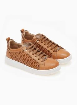 Sneakers δερμάτινα με διάτρητο σχέδιο Carmela 160797 - Κάμελ -The Fashion Project κατάστημα sneakers dermatina me diatrito sxedio carmela 1607 110310 s6j5