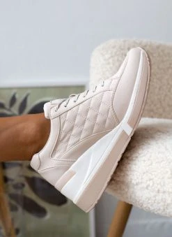 Xti Footwear Sneakers Wedges με καπιτονέ σχέδιο Xti 140063 - Μπεζ -The Fashion Project κατάστημα sneakers dermatini me kapitone sxedio xti 140063 105637 sk7v