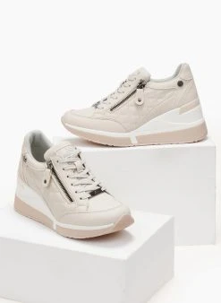 Xti Footwear Sneakers Wedges με καπιτονέ σχέδιο Xti 140063 - Μπεζ -The Fashion Project κατάστημα sneakers dermatini me kapitone sxedio xti 140063 105637 xfdj