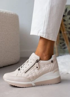 Xti Footwear Sneakers Wedges με καπιτονέ σχέδιο Xti 140063 - Μπεζ -The Fashion Project κατάστημα sneakers dermatini me kapitone sxedio xti 140063 105637 yvfo