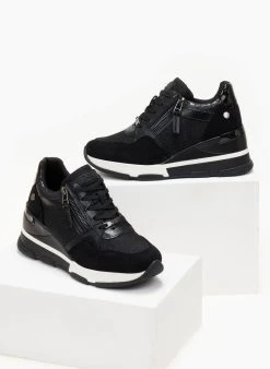 Xti Footwear Sneakers Wedges με Glitter ύφασμα Xti 140060 - Μαύρο -The Fashion Project κατάστημα sneakers me glitter ufasma xti 140060 105696 awzb