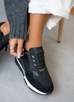 Xti Footwear Sneakers Wedges με Glitter ύφασμα Xti 140060 - Μαύρο -The Fashion Project κατάστημα sneakers me glitter ufasma xti 140060 105696 nvsu