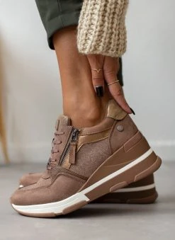 Xti Footwear Sneakers Wedges με Glitter ύφασμα Xti 140060 - Τάουπε