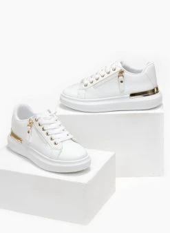 The Fashion Project Sneakers με μεταλλική λεπτομέρεια στη σόλα - Λευκό -The Fashion Project κατάστημα sneakers me metalliki leptomereia sti sola 110518 brso